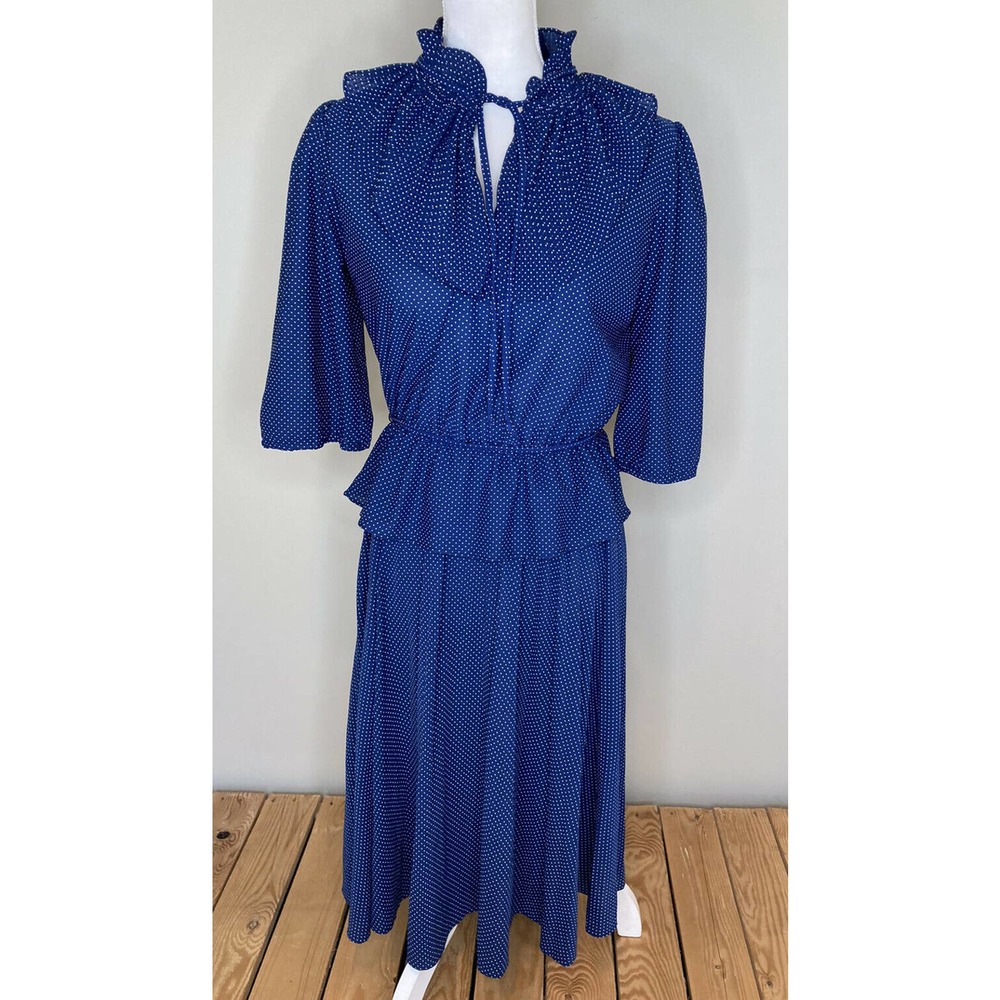 Vintage PROMISES Promises Polka 3/4 Sleeve Dress M